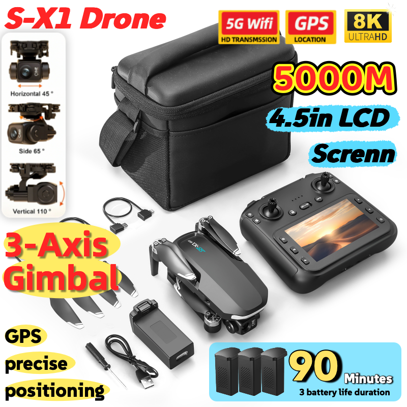 Drone Multispectral - S-X1 MAX GPS Drone with 3-Axis